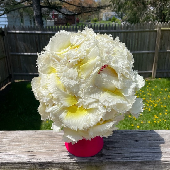 Vintage Floral Netted Wig Hat Union Made Yellow - Picture 2 of 6